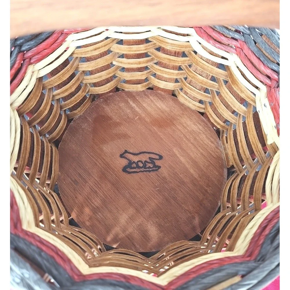 Foxcreek Basket Co Fruit & Veggie Garden Basket Handcrafted Mahogany Wood Decor